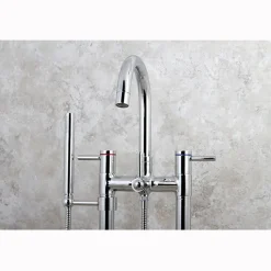 Kingston Brass Concord Floor Mount Freestanding Tub Filler with Hand Shower