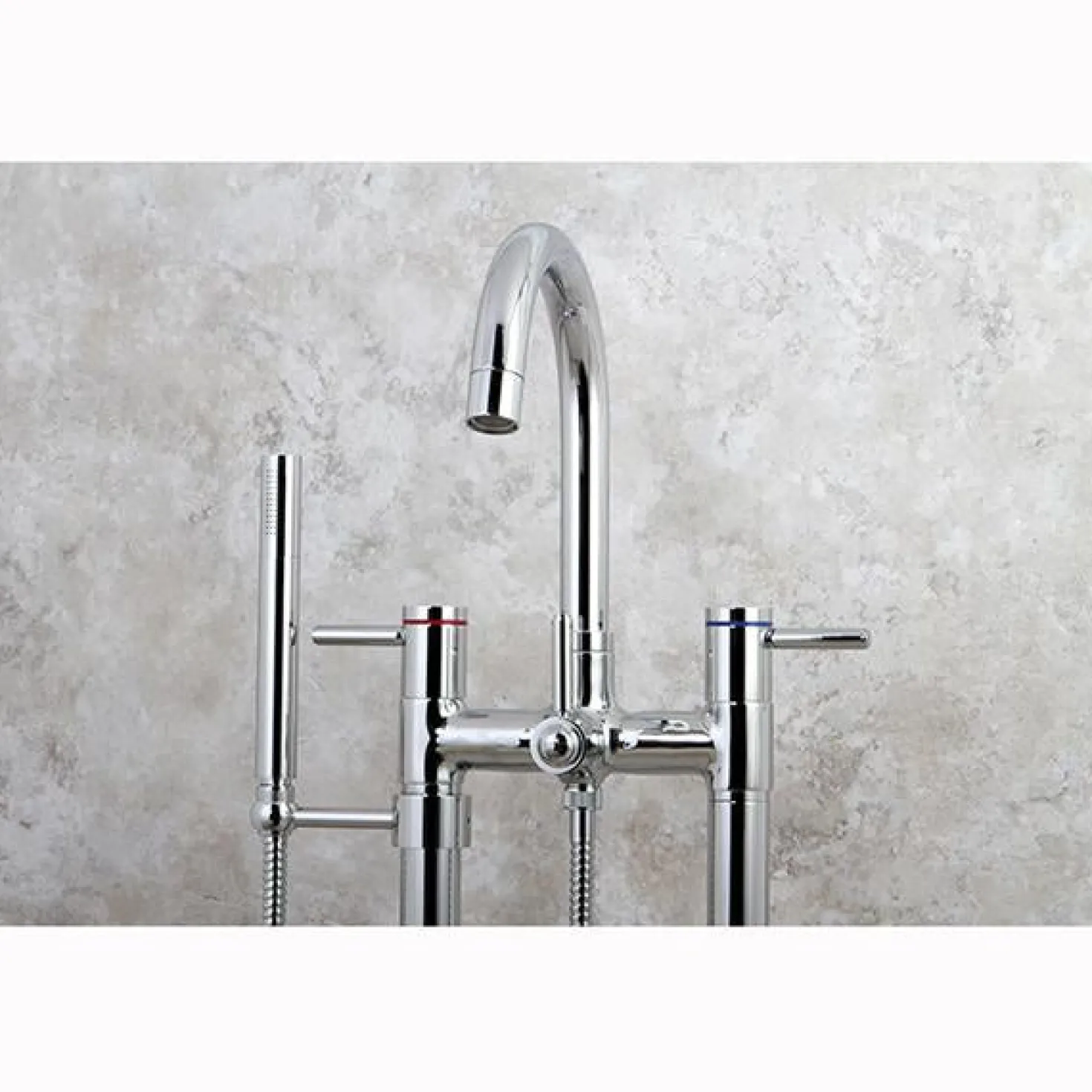 Kingston Brass Concord Floor Mount Freestanding Tub Filler with Hand Shower