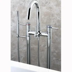 Kingston Brass Concord Floor Mount Freestanding Tub Filler with Hand Shower