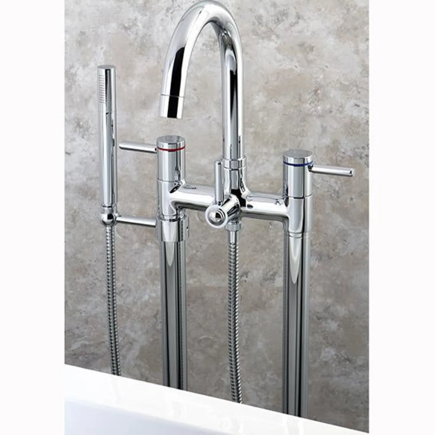 Kingston Brass Concord Floor Mount Freestanding Tub Filler with Hand Shower