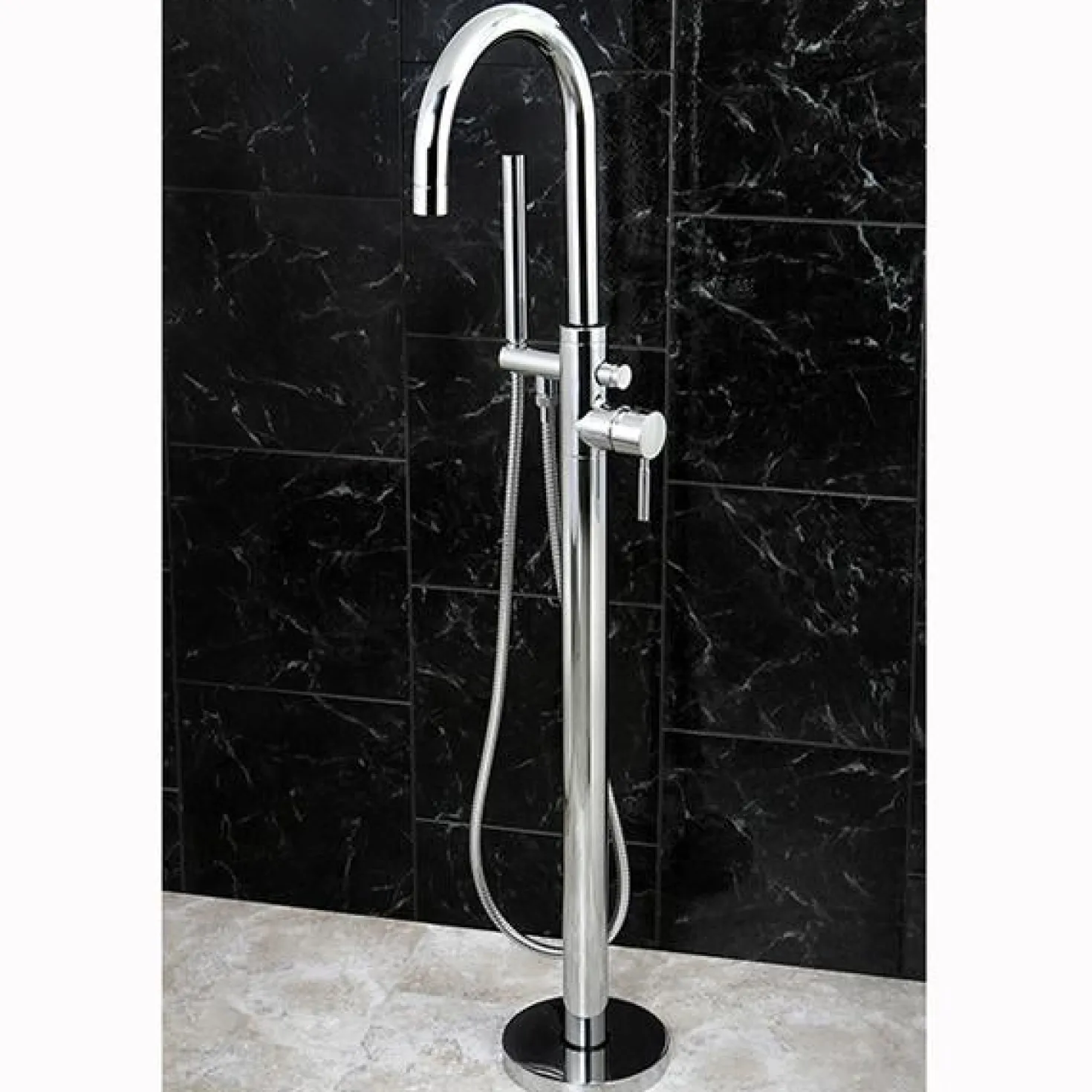 Kingston Brass Concord Floor Mount Tub Filler with Hand Shower