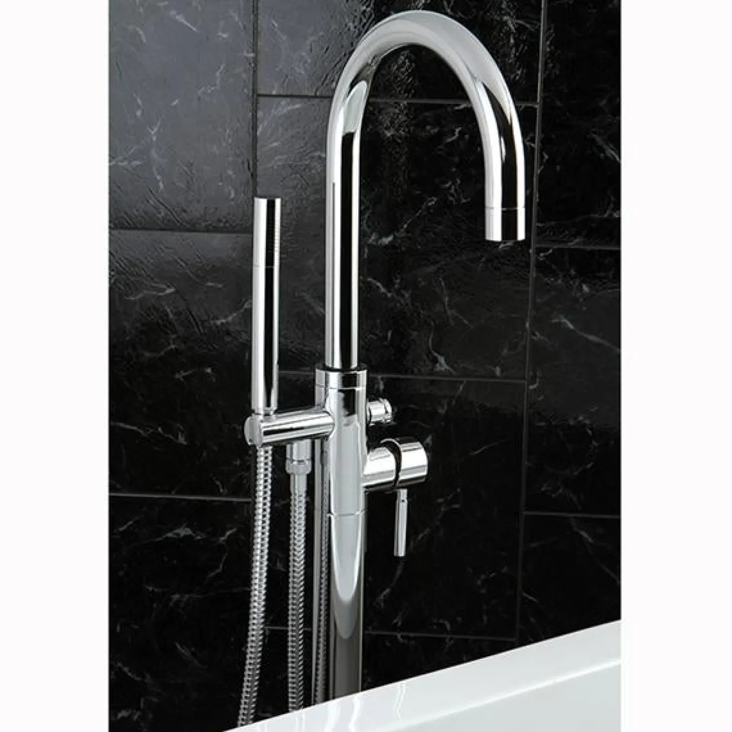 Kingston Brass Concord Floor Mount Tub Filler with Hand Shower