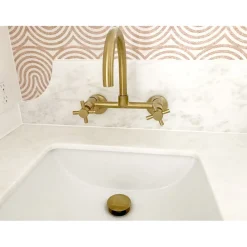 Kingston Brass Concord 2-Hole 8-Inch Adjustable Center Wall Mount Kitchen Faucet