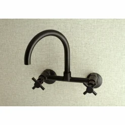 Kingston Brass Concord 2-Hole 8-Inch Adjustable Center Wall Mount Kitchen Faucet