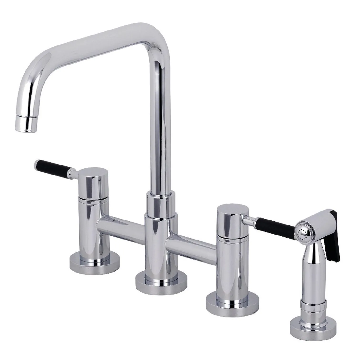 Kingston Brass Concord 4-Hole Two-Handle Bridge Kitchen Faucet with Brass Side Sprayer