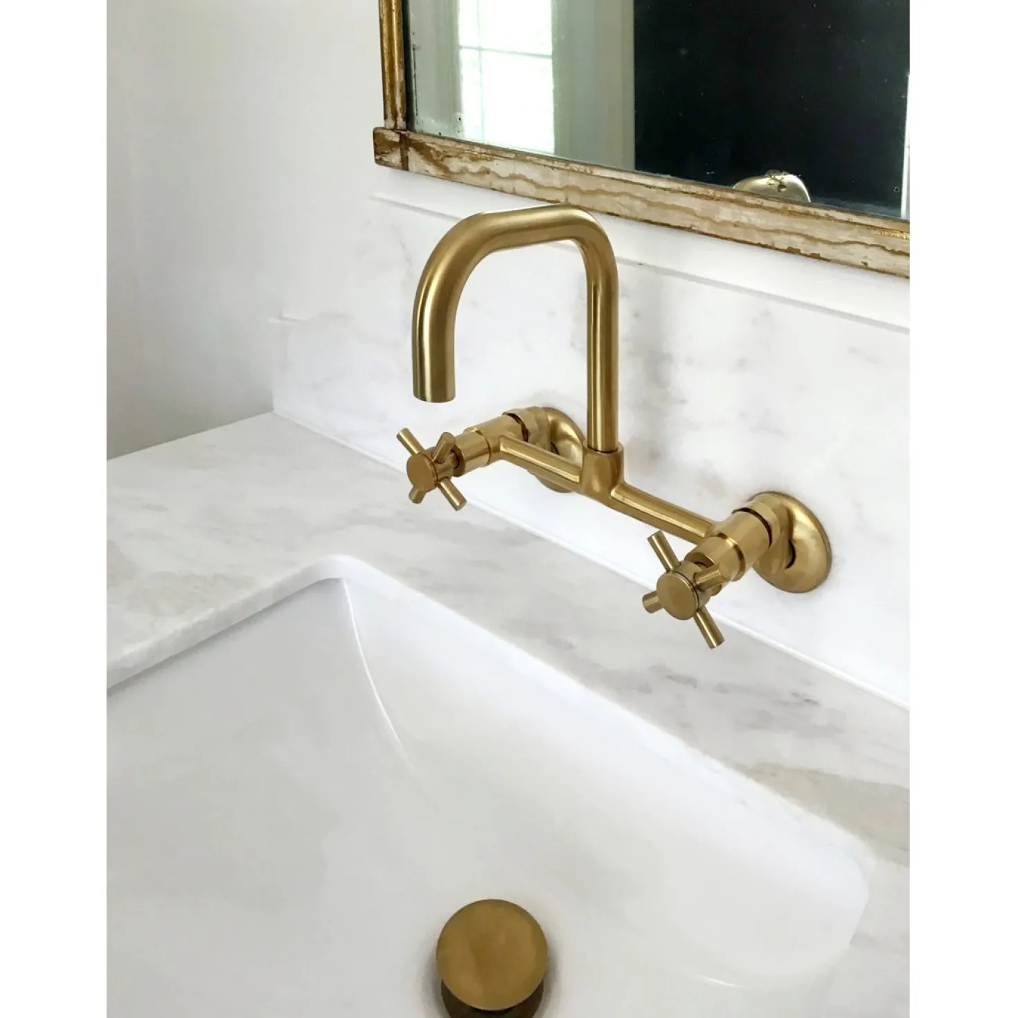 Kingston Brass Concord 8-Inch Adjustable Center 2-Hole Wall Mount Kitchen Faucet