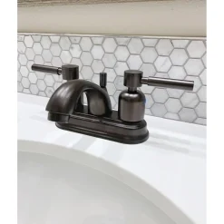 Kingston Brass Concord 4-Inch Centerset 3-Hole Bathroom Faucet with Retail Pop-Up