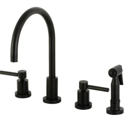 Kingston Brass Concord 8-Inch Widespread Kitchen Faucet with Brass Sprayer