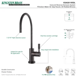Kingston Brass Concord Reverse Osmosis System Filtration Water Air Gap Faucet