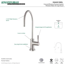 Kingston Brass Concord Reverse Osmosis System Filtration Water Air Gap Faucet