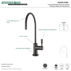 Kingston Brass Concord Reverse Osmosis System Filtration Water Air Gap Faucet