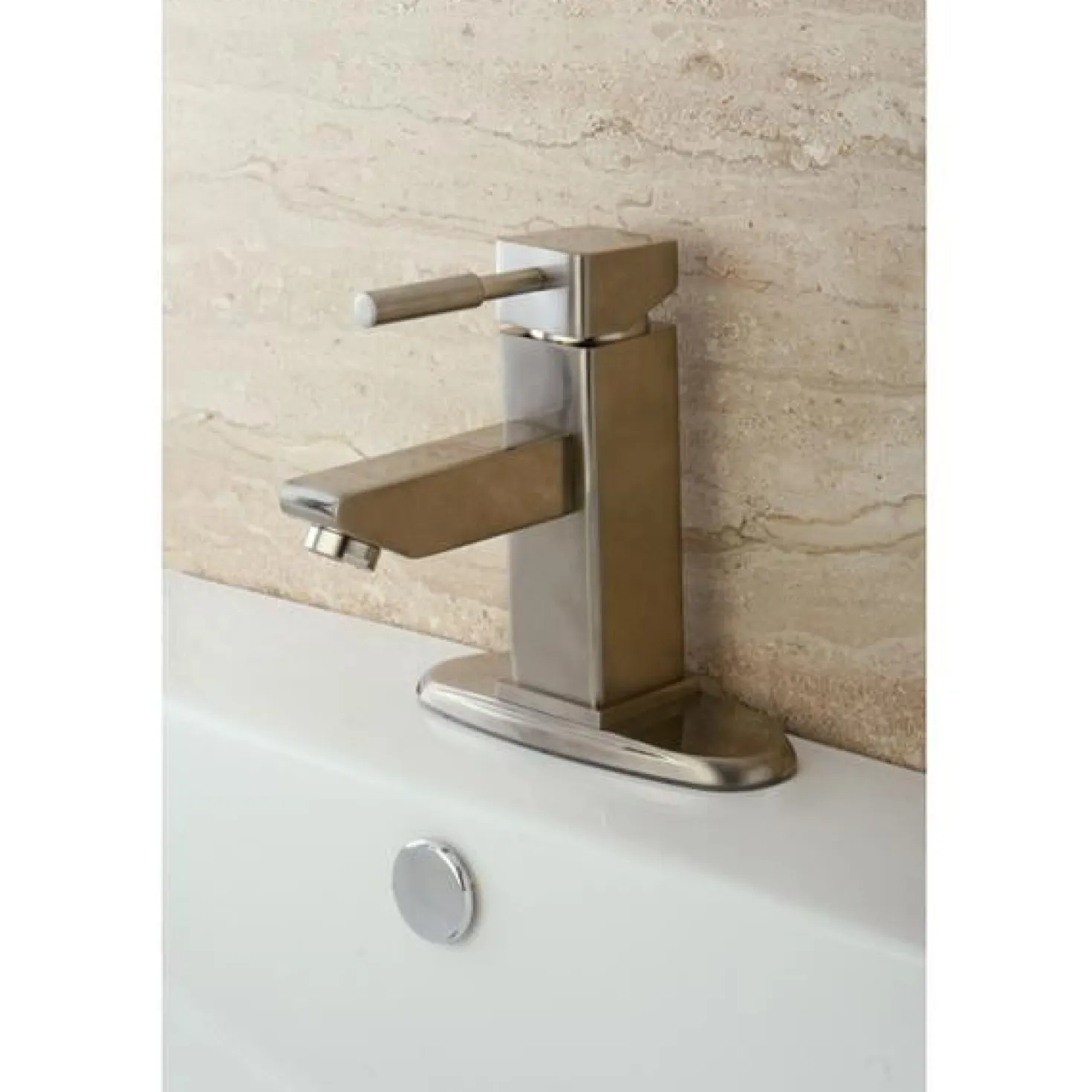 Kingston Brass Concord Single Handle 4" Centerset Lavatory Faucet with Optional Deck Plate and Push-Up