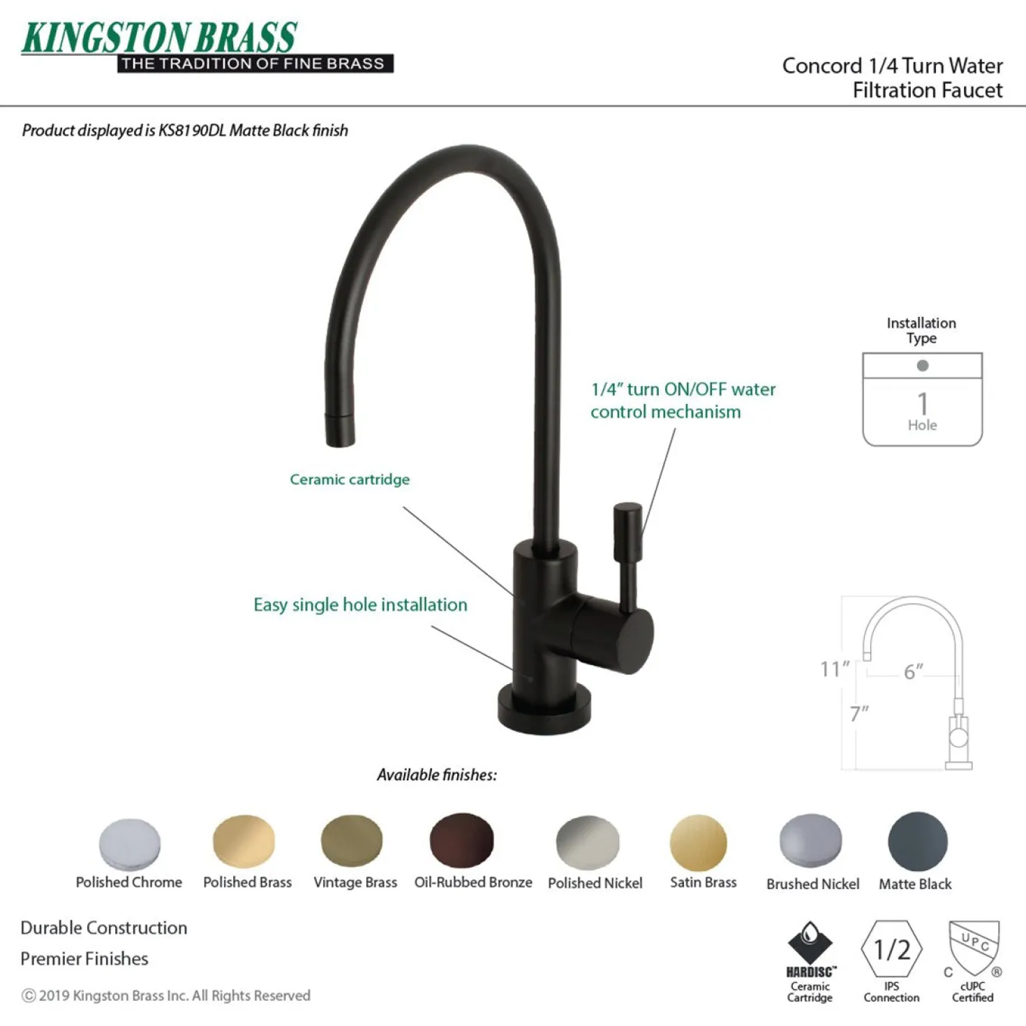 Kingston Brass Concord Single Handle Water Filtration Faucet