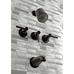 Kingston Brass Concord Three-Handle Tub and Shower Faucet