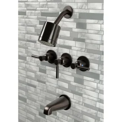 Kingston Brass Concord Three-Handle Tub and Shower Faucet