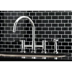 Kingston Brass Concord Two-Handle Bridge Kitchen Faucet with Brass Side Sprayer