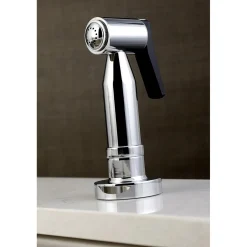 Kingston Brass Concord Two-Handle 4-Hole Bridge Kitchen Faucet with Brass Side Sprayer