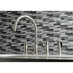 Kingston Brass Concord Two-Handle 4-Hole Bridge Kitchen Faucet with Brass Side Sprayer