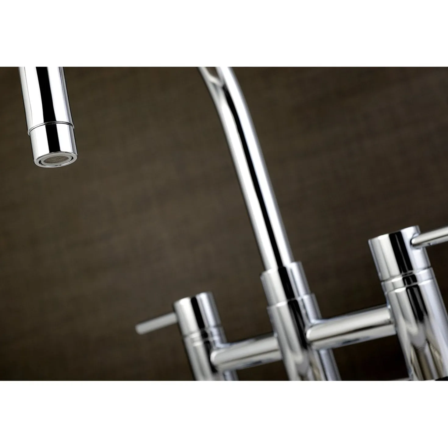 Kingston Brass Concord Two-Handle 4-Hole Bridge Kitchen Faucet with Brass Side Sprayer