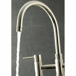 Kingston Brass Concord Two-Handle 4-Hole Bridge Kitchen Faucet with Brass Side Sprayer