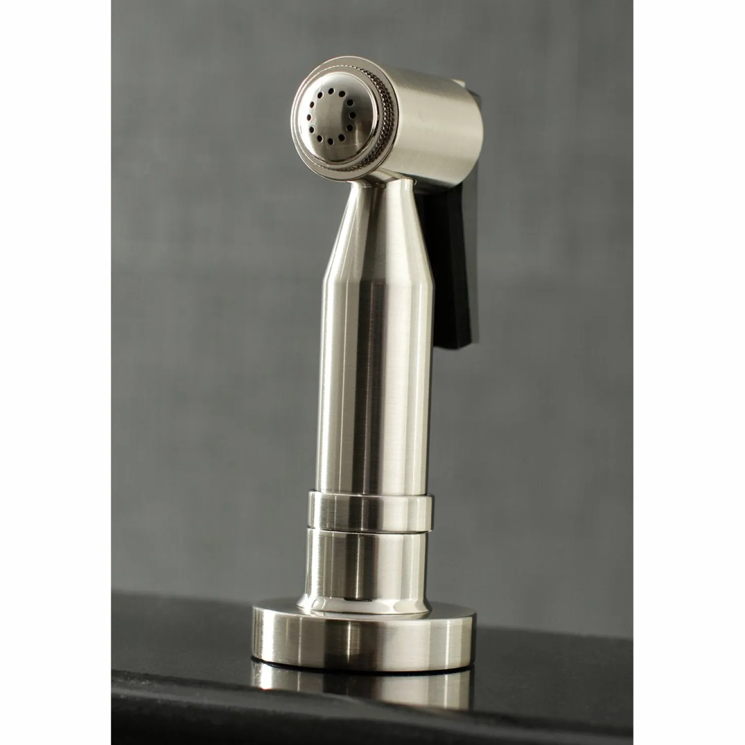 Kingston Brass Concord Two-Handle Deck Mount Bridge Kitchen Faucet with Brass Side Sprayer