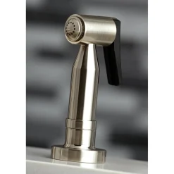 Kingston Brass Concord Two-Handle Deck Mount Bridge Kitchen Faucet with Brass Side Sprayer