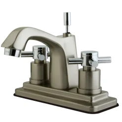 Kingston Brass Concord Two Handle Three Hole 4" Centerset Lavatory Faucet with Brass Pop-up