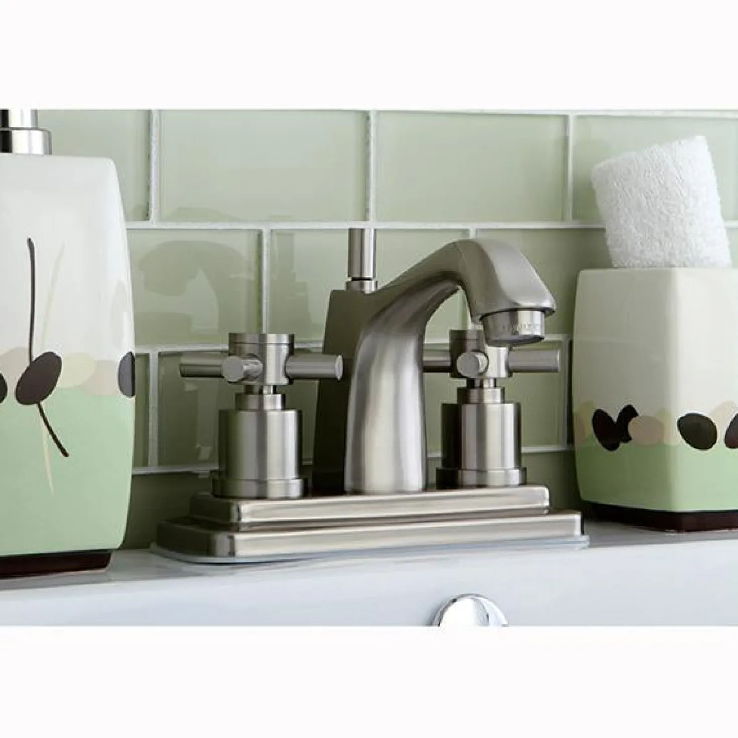 Kingston Brass Concord Two Handle Three Hole 4" Centerset Lavatory Faucet with Brass Pop-up
