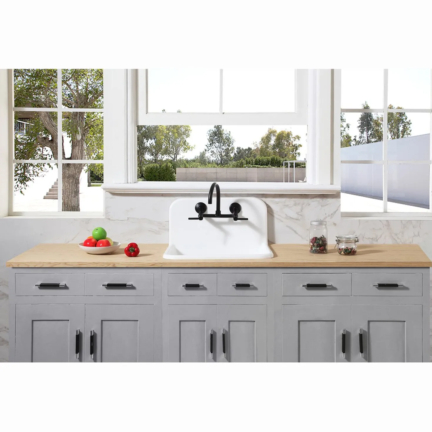 Kingston Brass Concord Wall Mount 2-Hole 8-Inch Adjustable Center Kitchen Faucet