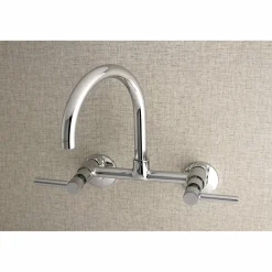 Kingston Brass Concord Wall Mount 2-Hole 8-Inch Adjustable Center Kitchen Faucet