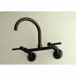 Kingston Brass Concord Wall Mount 2-Hole 8-Inch Adjustable Center Kitchen Faucet