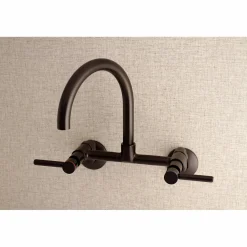 Kingston Brass Concord Wall Mount 2-Hole 8-Inch Adjustable Center Kitchen Faucet