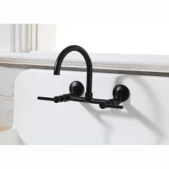 Kingston Brass Concord Wall Mount 2-Hole 8-Inch Adjustable Center Kitchen Faucet