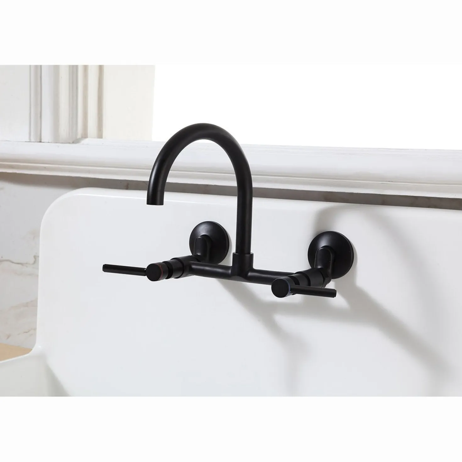 Kingston Brass Concord Wall Mount 2-Hole 8-Inch Adjustable Center Kitchen Faucet