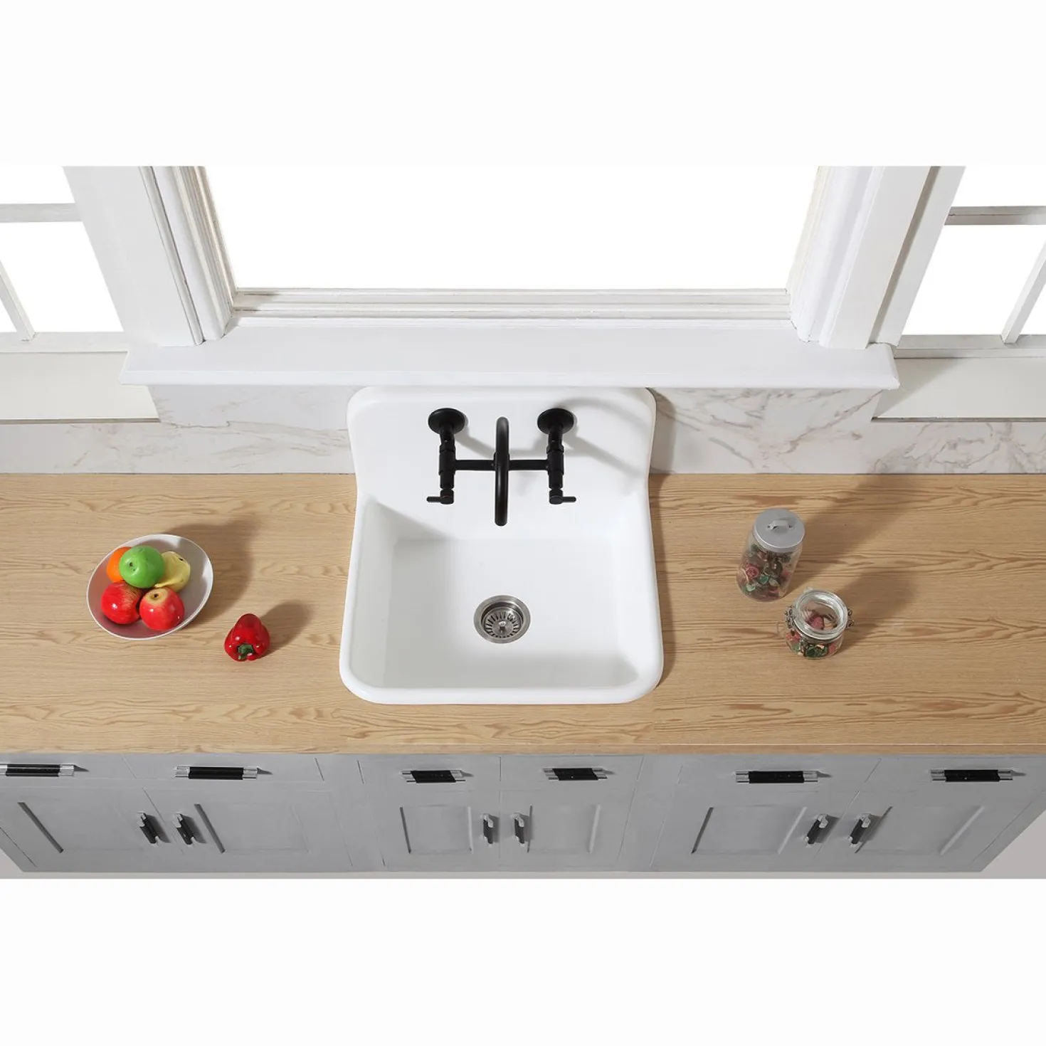 Kingston Brass Concord Wall Mount 2-Hole 8-Inch Adjustable Center Kitchen Faucet