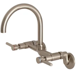 Kingston Brass Concord Wall Mount 2-Hole 8-Inch Adjustable Center Kitchen Faucet
