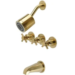 Kingston Brass Concord 7.13" x 10.56" Three-Handle Tub and Shower Faucet