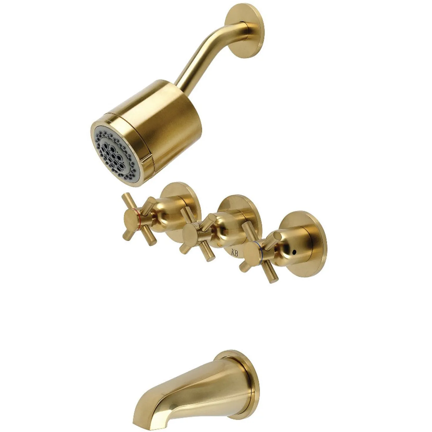 Kingston Brass Concord 7.13" x 10.56" Three-Handle Tub and Shower Faucet