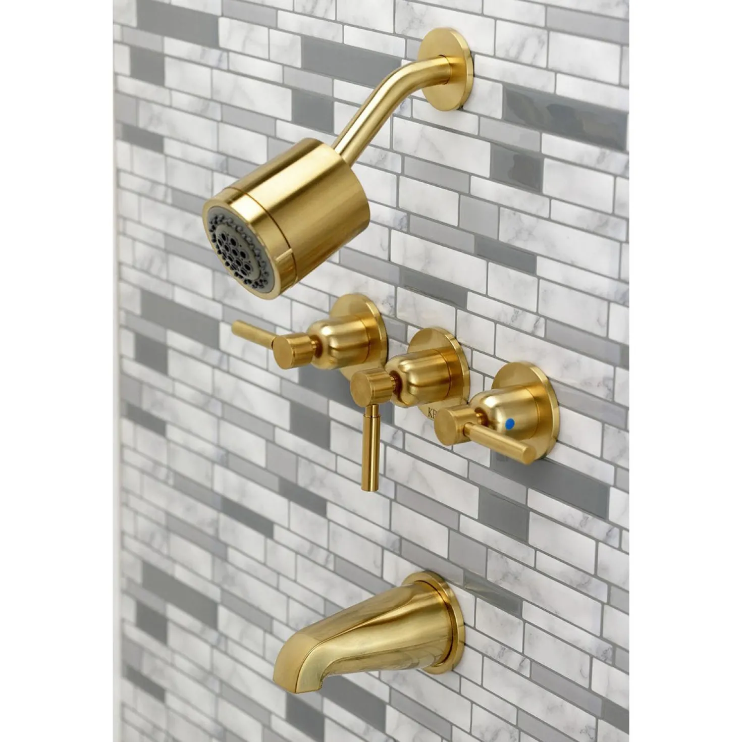 Kingston Brass Concord 7.13" x 14.13" Three-Handle Tub and Shower Faucet