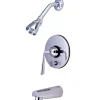 Kingston Brass Contemporary Silver Sage Single Handle Tub and Shower Faucet