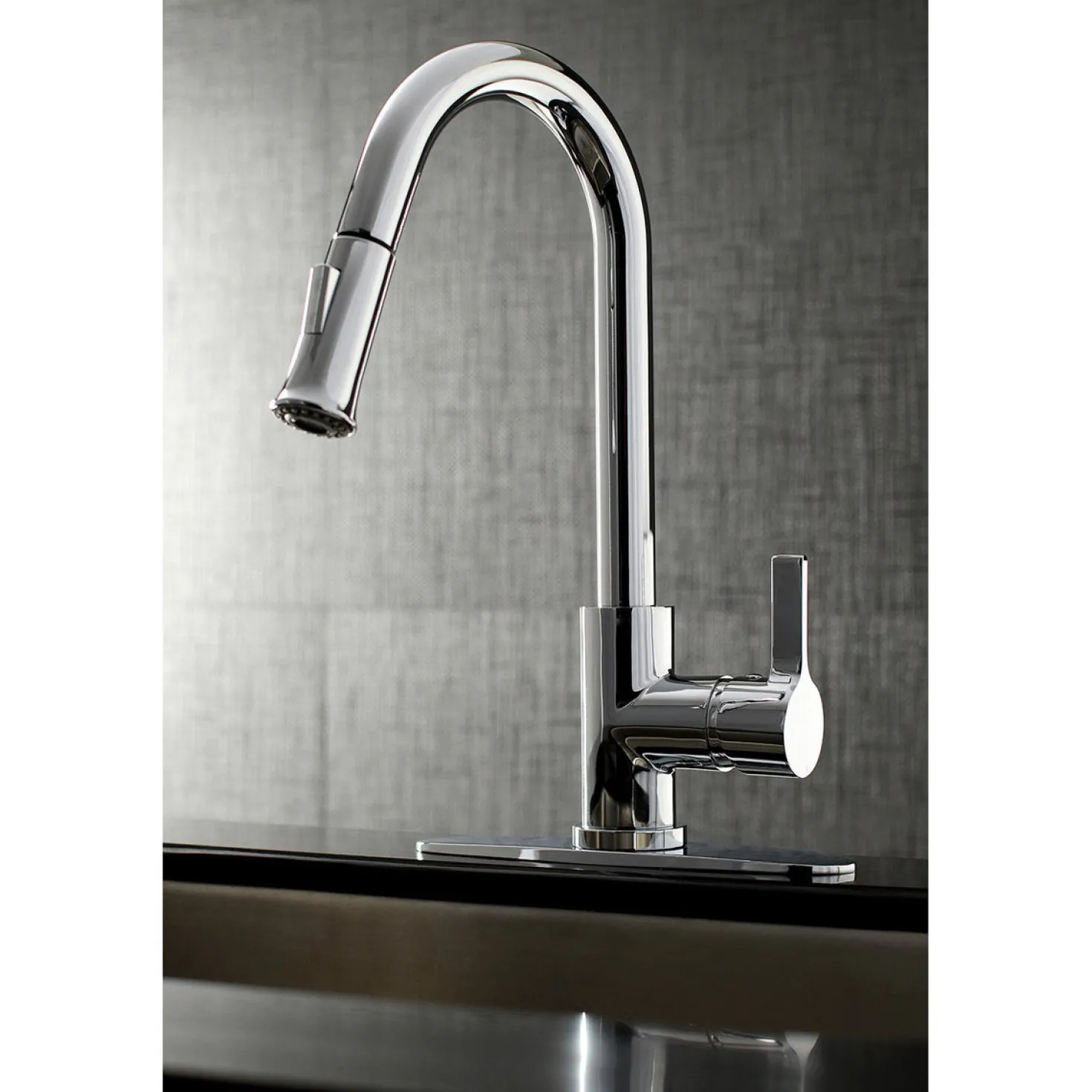 Kingston Brass Continental Gourmetier Single-Handle Pull-Down Kitchen Faucet