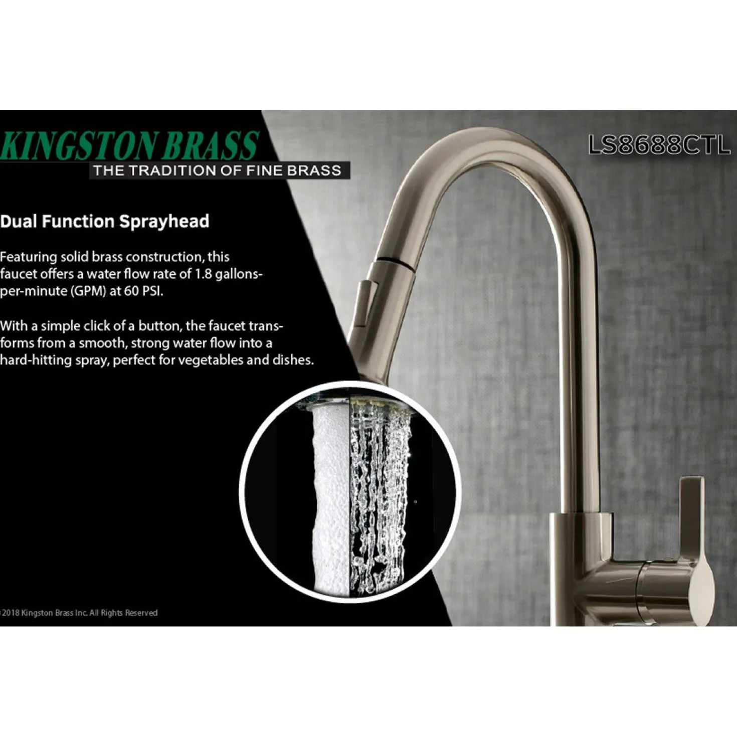 Kingston Brass Continental Gourmetier Single-Handle Pull-Down Kitchen Faucet