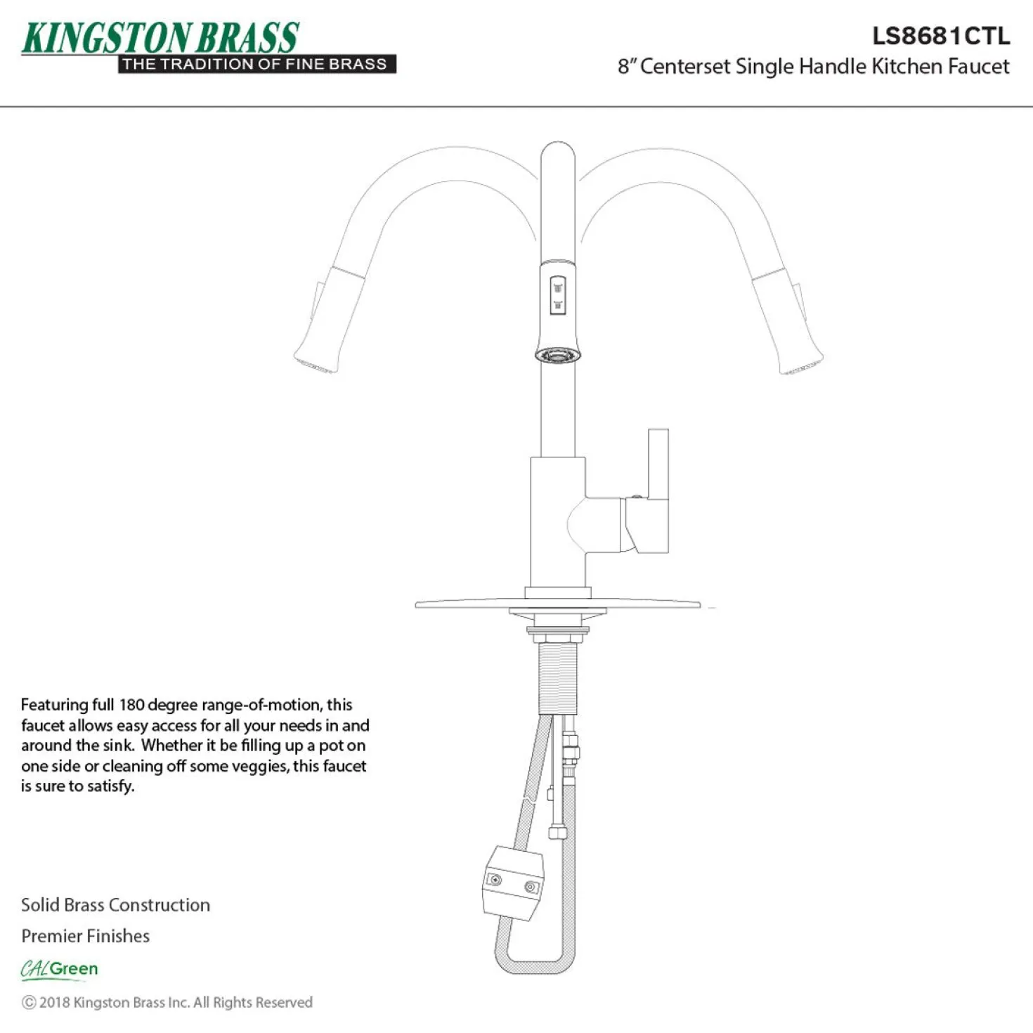 Kingston Brass Continental Gourmetier Single-Handle Pull-Down Kitchen Faucet