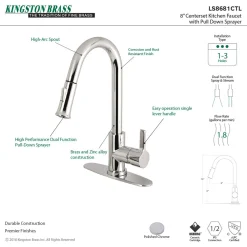 Kingston Brass Continental Gourmetier Single-Handle Pull-Down Kitchen Faucet
