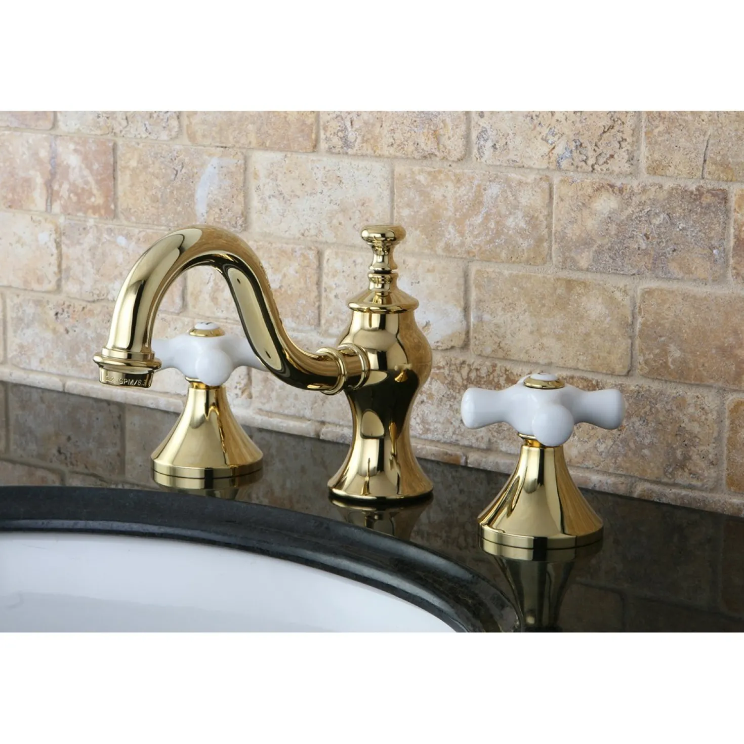 Kingston Brass Cross-Handle 8-Inch Widespread Bathroom Faucet