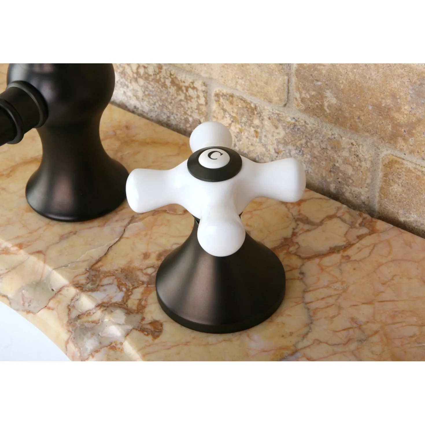 Kingston Brass Cross-Handle 8-Inch Widespread Bathroom Faucet