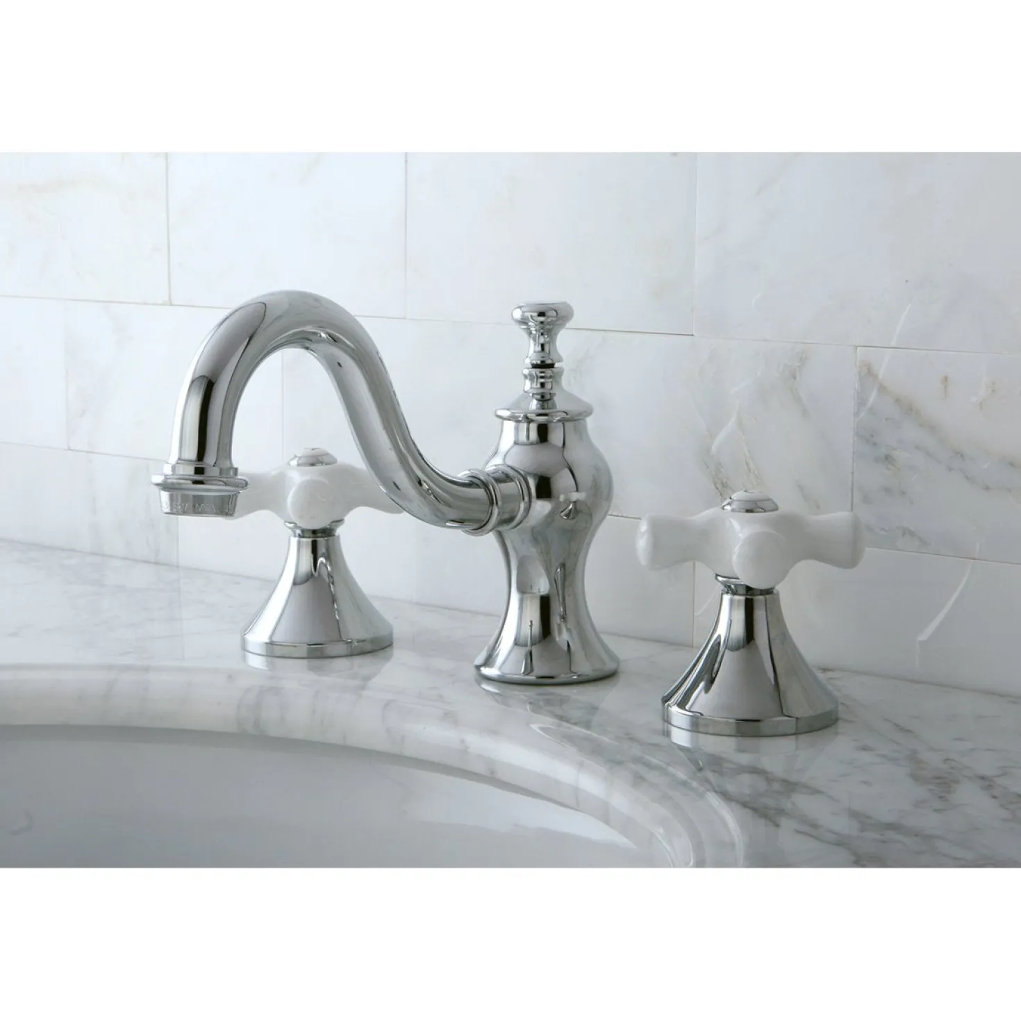 Kingston Brass Cross-Handle 8-Inch Widespread Bathroom Faucet