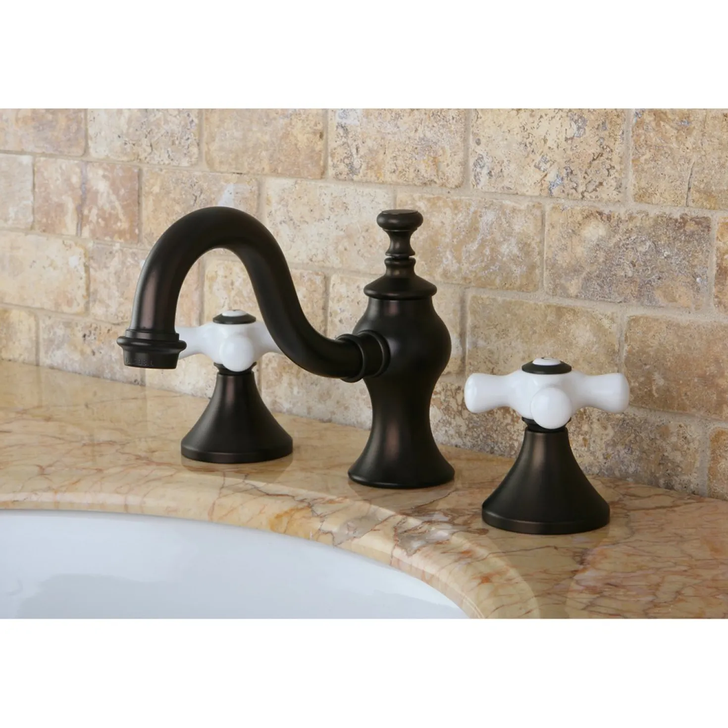 Kingston Brass Cross-Handle 8-Inch Widespread Bathroom Faucet