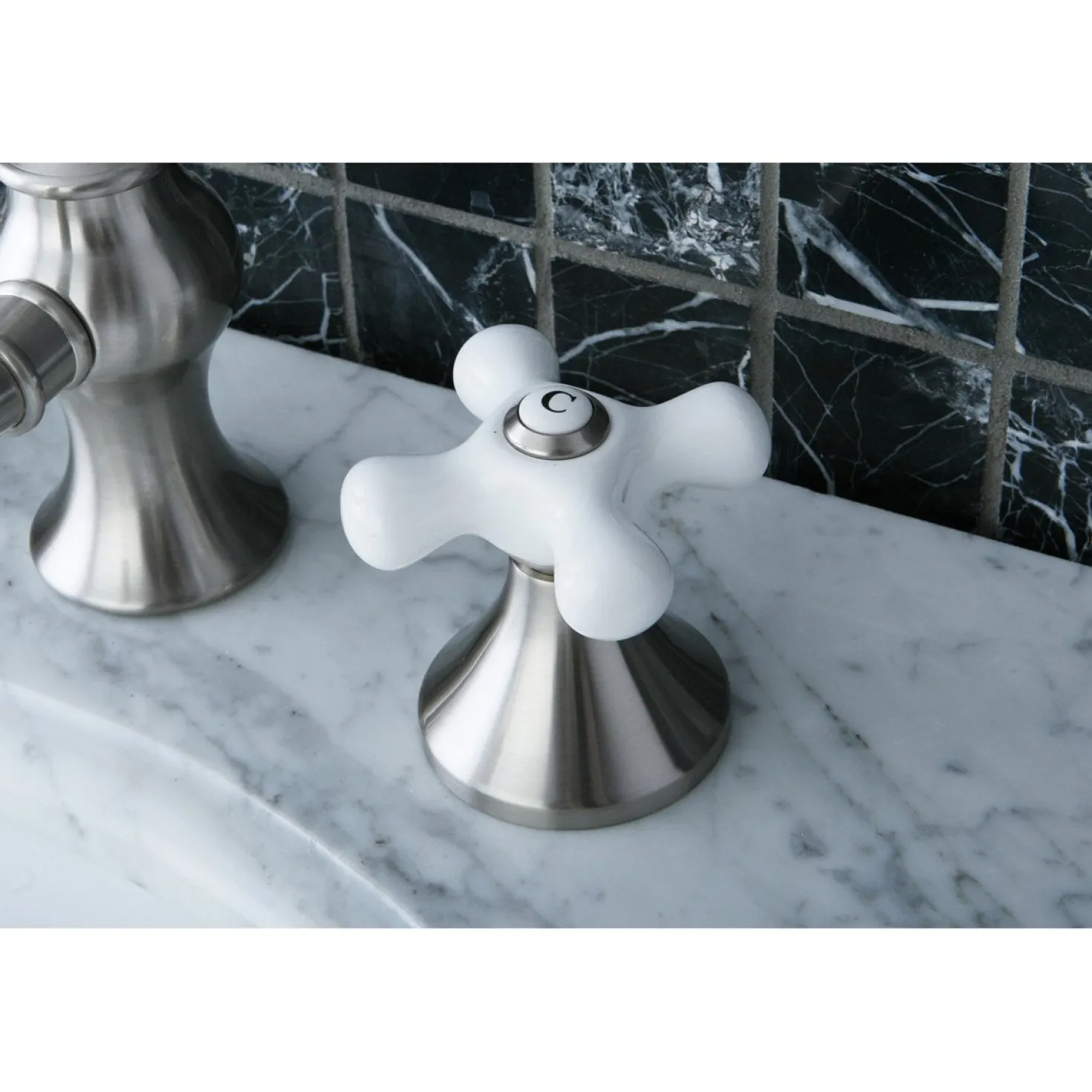 Kingston Brass Cross-Handle 8-Inch Widespread Bathroom Faucet