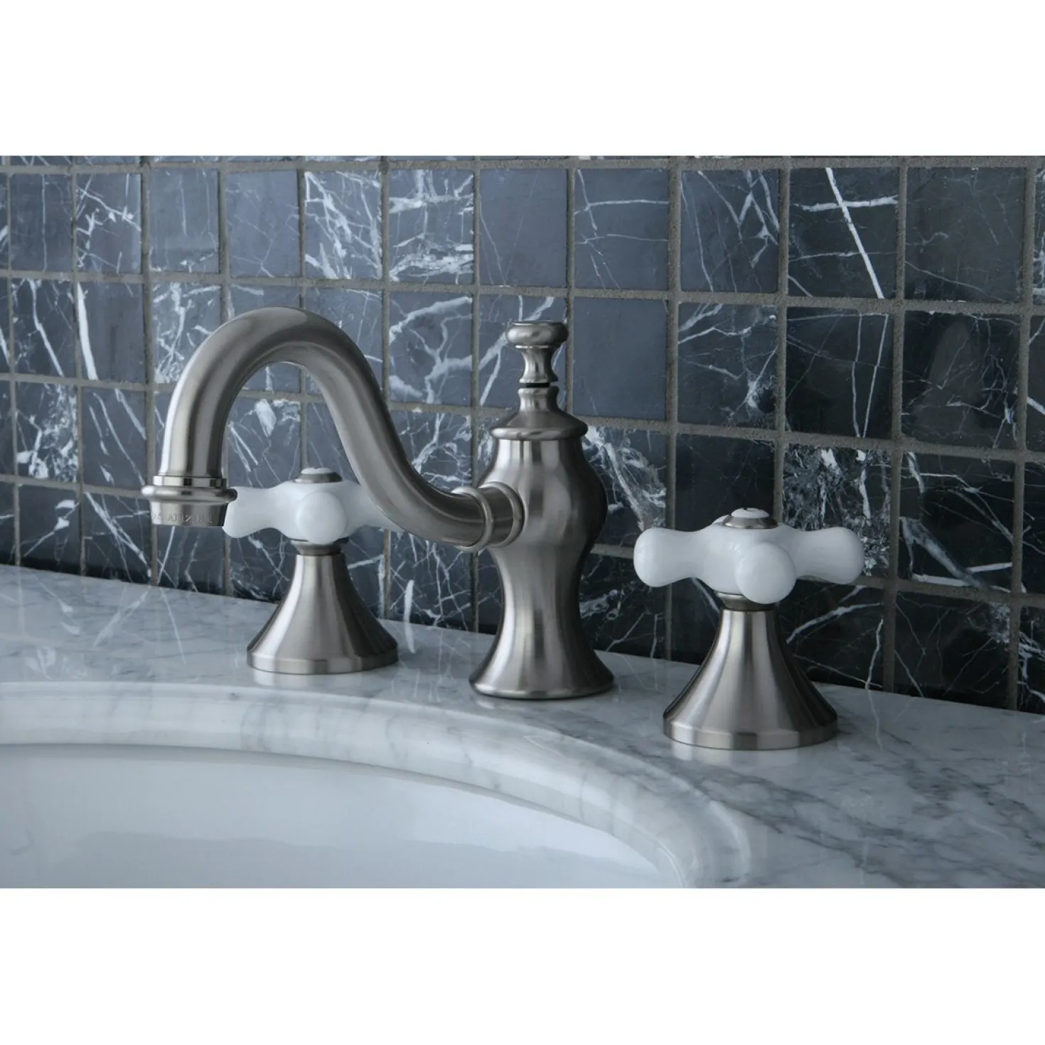 Kingston Brass Cross-Handle 8-Inch Widespread Bathroom Faucet